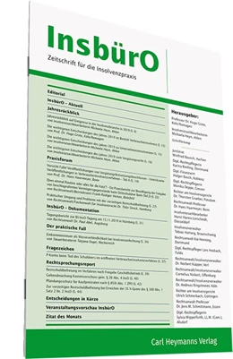 Abbildung von InsbürO - Zeitschrift für Insolvenzsachbearbeitung und Entschuldungsverfahren | 15. Auflage | 2024 | beck-shop.de