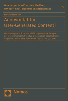 Abbildung von Heilmann | Anonymität für User-Generated Content? | 1. Auflage | 2013 | 5 | beck-shop.de