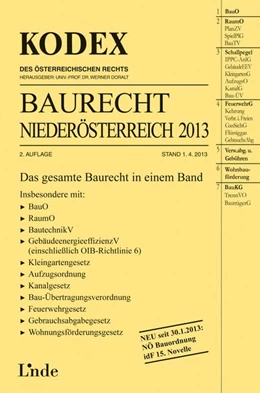 Abbildung von Fuchs | KODEX Baurecht Niederösterreich 2013 | 2. Auflage | 2013 | beck-shop.de