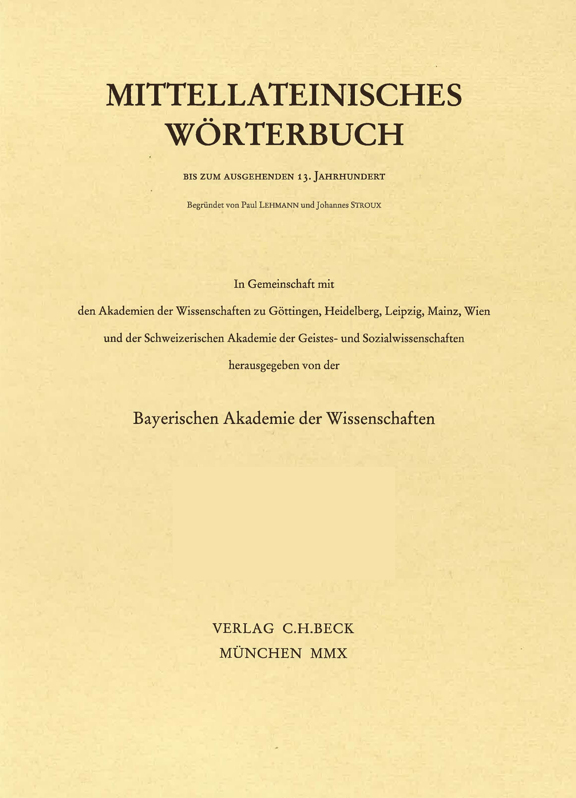 Cover:, Mittellateinisches Wörterbuch  31. Lieferung (dominium - efficientia)