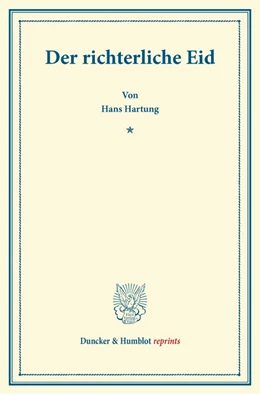 Abbildung von Hartung | Der richterliche Eid | 1. Auflage | 2013 | beck-shop.de