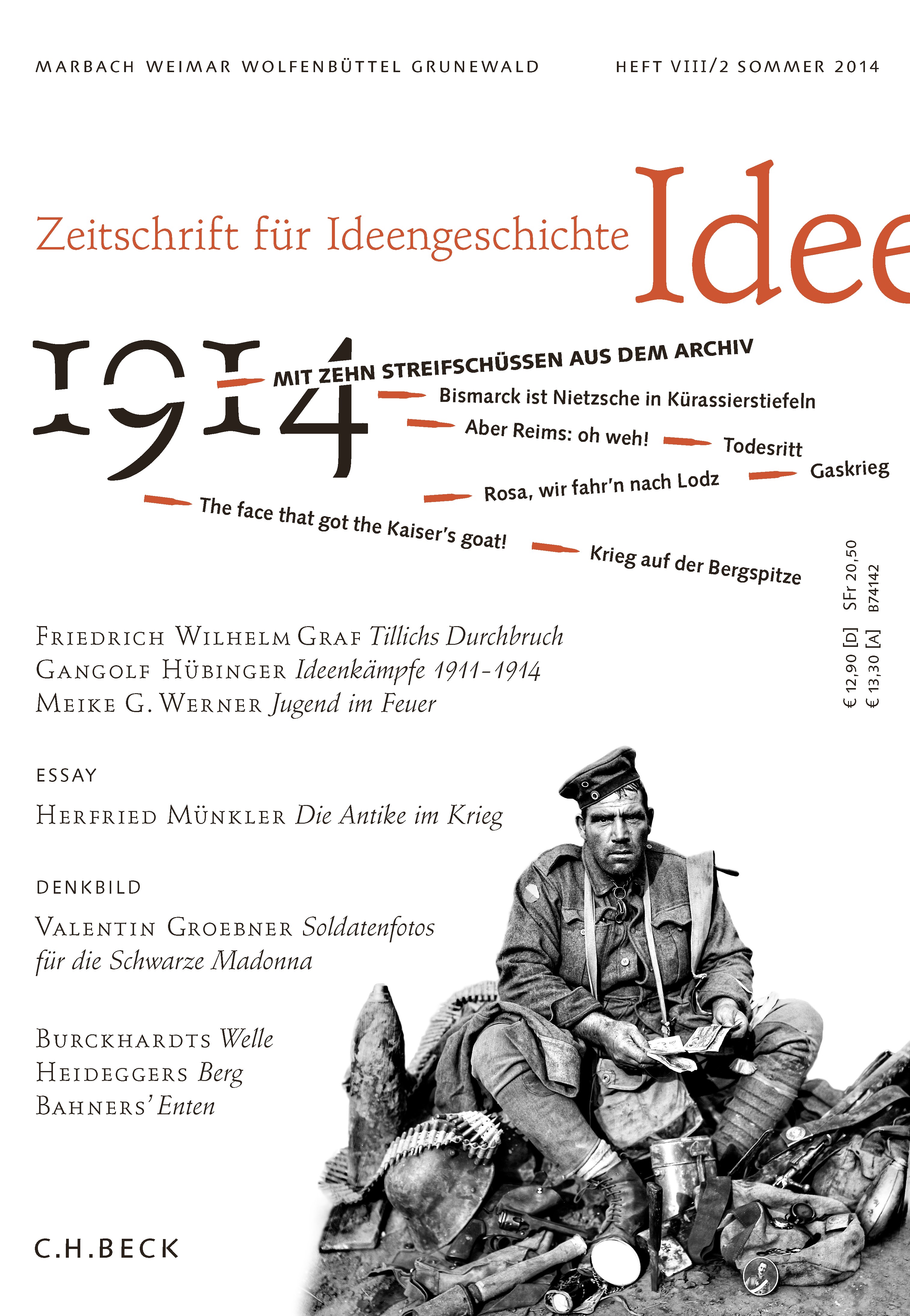 Cover:, Zeitschrift für Ideengeschichte Heft VIII/2 Sommer 2014