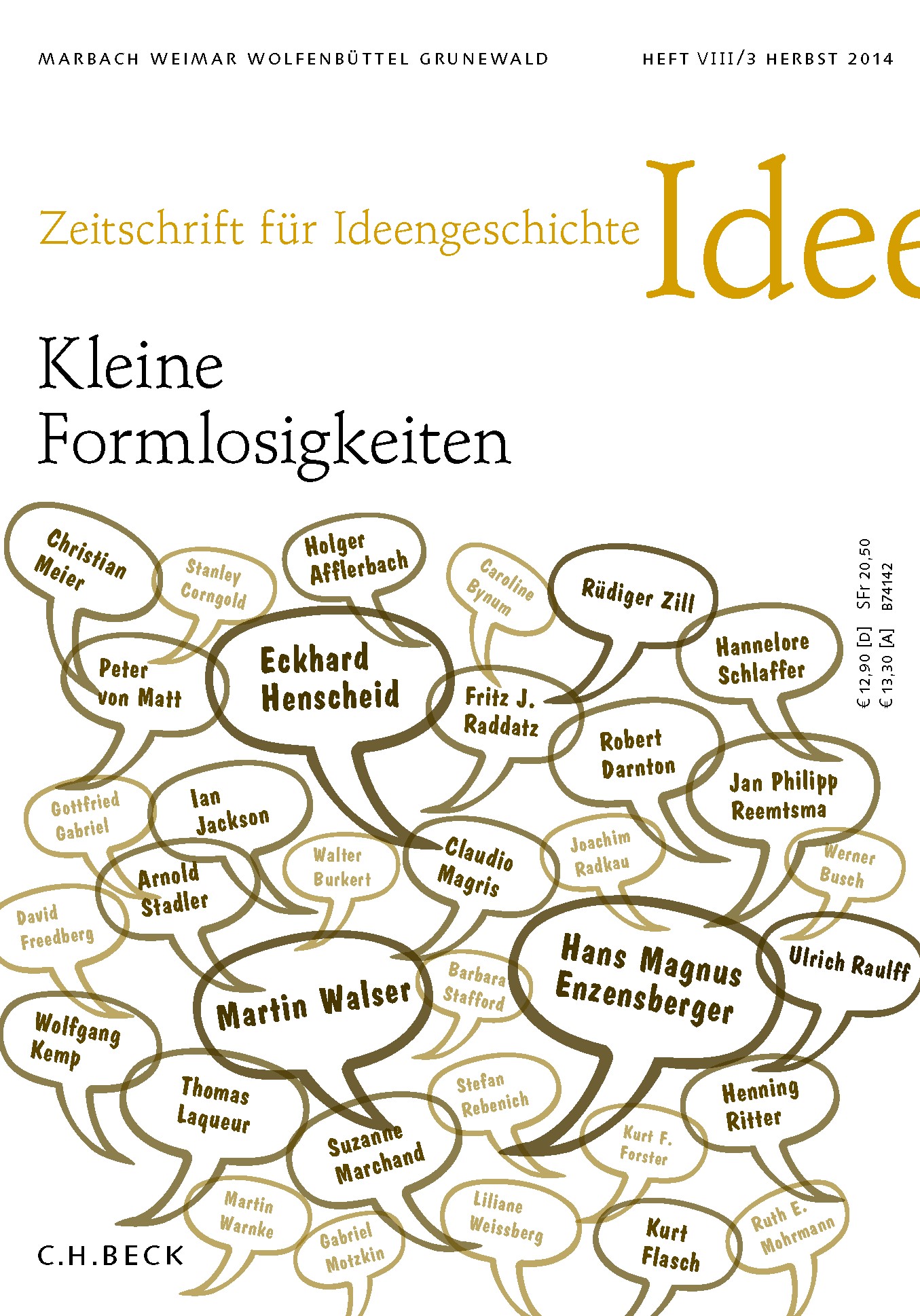 Cover:, Zeitschrift für Ideengeschichte Heft VIII/3 Herbst 2014