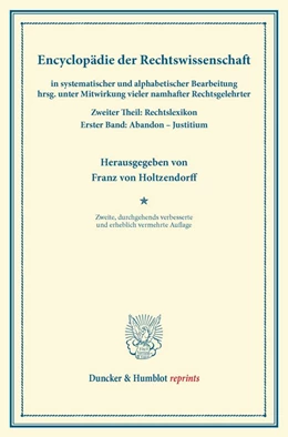 Abbildung von Holtzendorff | Encyclopädie der Rechtswissenschaft | 2. Auflage | 2013 | beck-shop.de