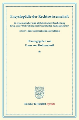 Abbildung von Holtzendorff | Encyclopädie der Rechtswissenschaft | 1. Auflage | 2013 | beck-shop.de