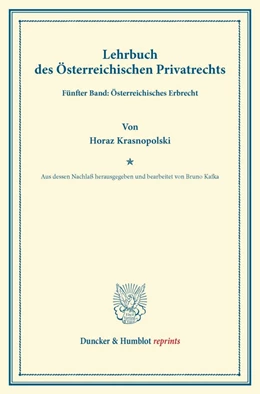 Abbildung von Krasnopolski / Kafka | Lehrbuch des Österreichischen Privatrechts | 1. Auflage | 2013 | beck-shop.de