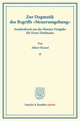 Abbildung von Hensel | Zur Dogmatik des Begriffs »Steuerumgehung« | 1. Auflage | 2013 | beck-shop.de