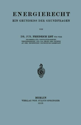 Abbildung von List | Energierecht | 1. Auflage | 1938 | beck-shop.de