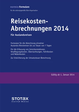 Abbildung von Reisekosten - Abrechnungen 2014 • Auslandsreisen | 1. Auflage | 2014 | beck-shop.de