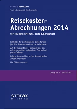 Abbildung von Reisekosten - Abrechnungen 2014 • ohne Kalendarium | 1. Auflage | 2014 | beck-shop.de