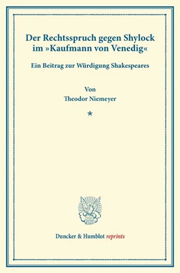 Abbildung von Niemeyer | Der Rechtsspruch gegen Shylock im »Kaufmann von Venedig«. | 1. Auflage | 2013 | beck-shop.de