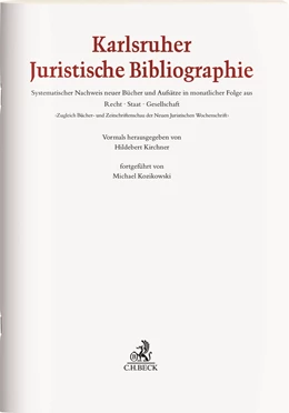 Abbildung von KJB • Karlsruher Juristische Bibliographie | 54. Auflage | 2022 | beck-shop.de