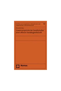Abbildung von Dory | Gewinnansprüche der Gesellschafter einer offenen Handelsgesellschaft | 1. Auflage | 2013 | 10 | beck-shop.de