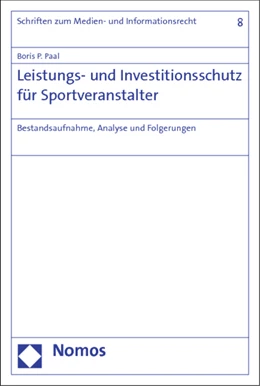 Abbildung von Paal | Leistungs- und Investitionsschutz für Sportveranstalter | 1. Auflage | 2014 | 8 | beck-shop.de