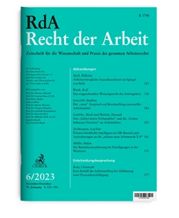 Abbildung von RdA • Recht der Arbeit | 71. Auflage | 2023 | beck-shop.de