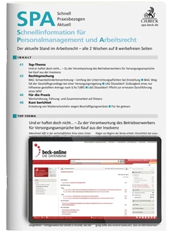 Abbildung von SPA - Schnellinformation für Personalmanagement und Arbeitsrecht | 26. Auflage | 2024 | beck-shop.de