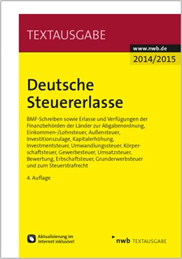 Abbildung von NWB Gesetzesredaktion | Deutsche Steuererlasse • Ausgabe 2014/2015 | 4. Auflage | 2015 | beck-shop.de