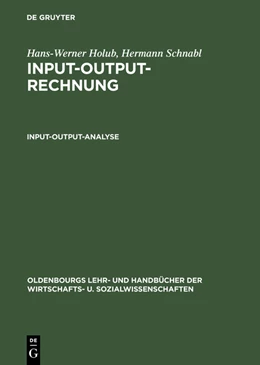 Abbildung von Holub / Schnabl | Input-Output-Analyse | 1. Auflage | 2014 | beck-shop.de