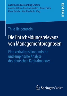 Abbildung von Helpenstein | Die Entscheidungsrelevanz von Managementprognosen | 1. Auflage | 2014 | beck-shop.de