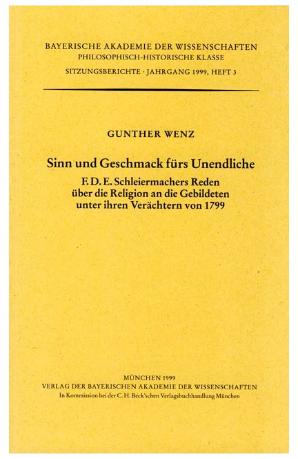 Cover: Gunther Wenz, Sinn und Geschmack fürs Unendliche