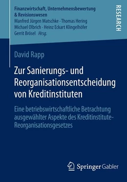Abbildung von Rapp | Zur Sanierungs- und Reorganisationsentscheidung von Kreditinstituten | 1. Auflage | 2014 | beck-shop.de
