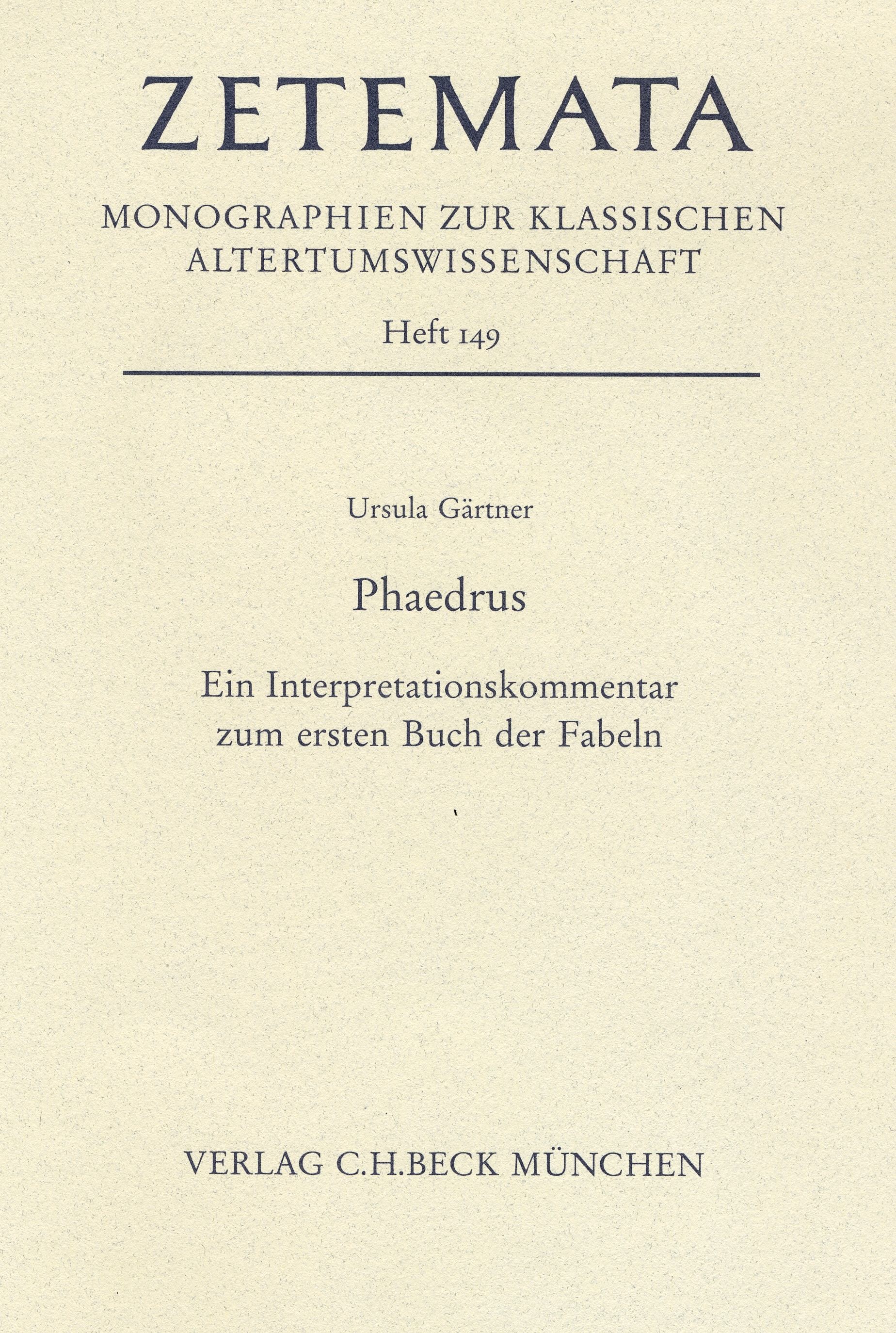 Cover: Gärtner, Ursula, Phaedrus