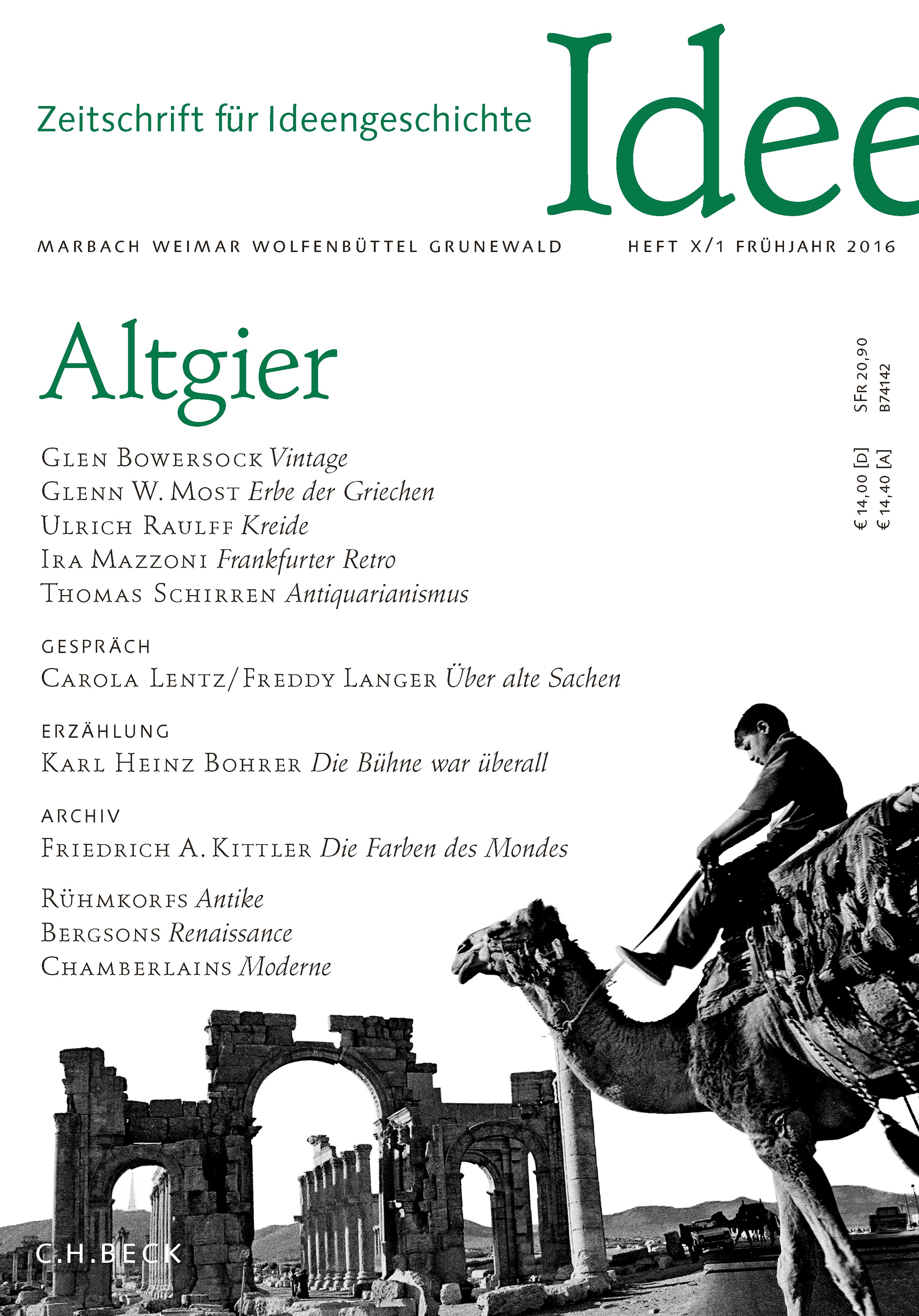 Cover:, Zeitschrift für Ideengeschichte Heft X/1 Frühjahr 2016