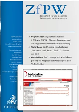 Abbildung von ZfPW • Zeitschrift für die gesamte Privatrechtswissenschaft | 4. Auflage | 2024 | beck-shop.de