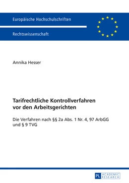 Abbildung von Hesser | Tarifrechtliche Kontrollverfahren vor den Arbeitsgerichten | 1. Auflage | 2015 | 5712 | beck-shop.de
