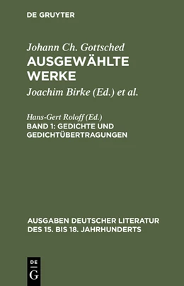 Abbildung von Gottsched / Birke | Gedichte und Gedichtübertragungen | 1. Auflage | 2015 | beck-shop.de