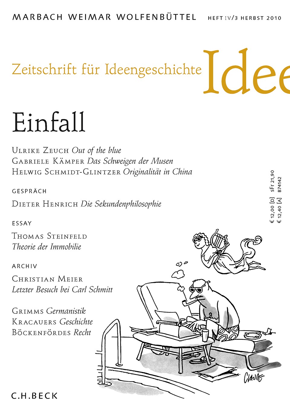 Cover:, Zeitschrift für Ideengeschichte Heft IV/3 Herbst 2010: Einfall