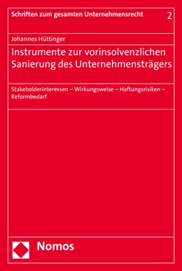 Abbildung von Hüttinger | Instrumente zur vorinsolvenzlichen Sanierung des Unternehmensträgers | 1. Auflage | 2015 | 2 | beck-shop.de
