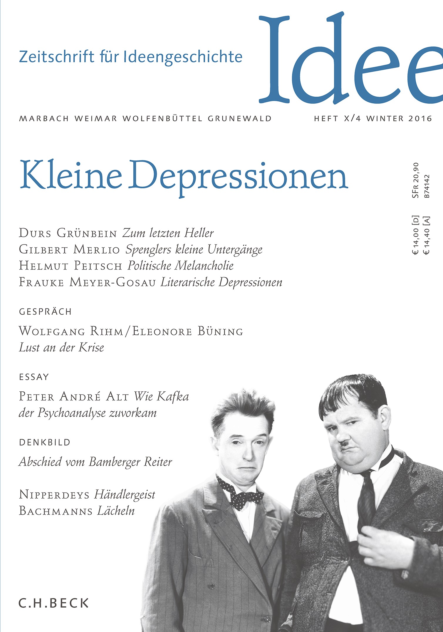 Cover:, Zeitschrift für Ideengeschichte Heft X/4 Winter 2016