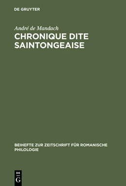 Abbildung von Mandach | Chronique dite Saintongeaise | 1. Auflage | 2015 | beck-shop.de