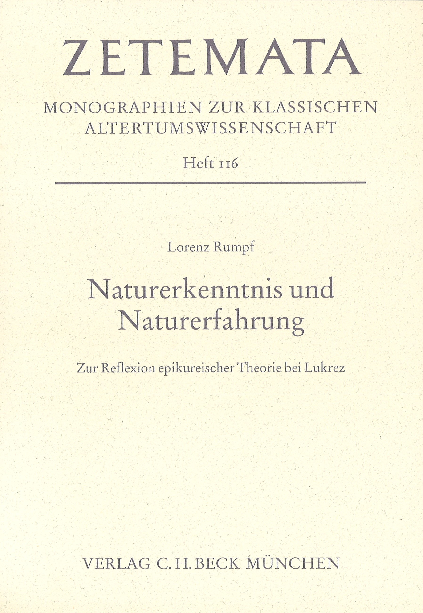 Cover: Rumpf, Lorenz, Naturerkenntnis und Naturerfahrung