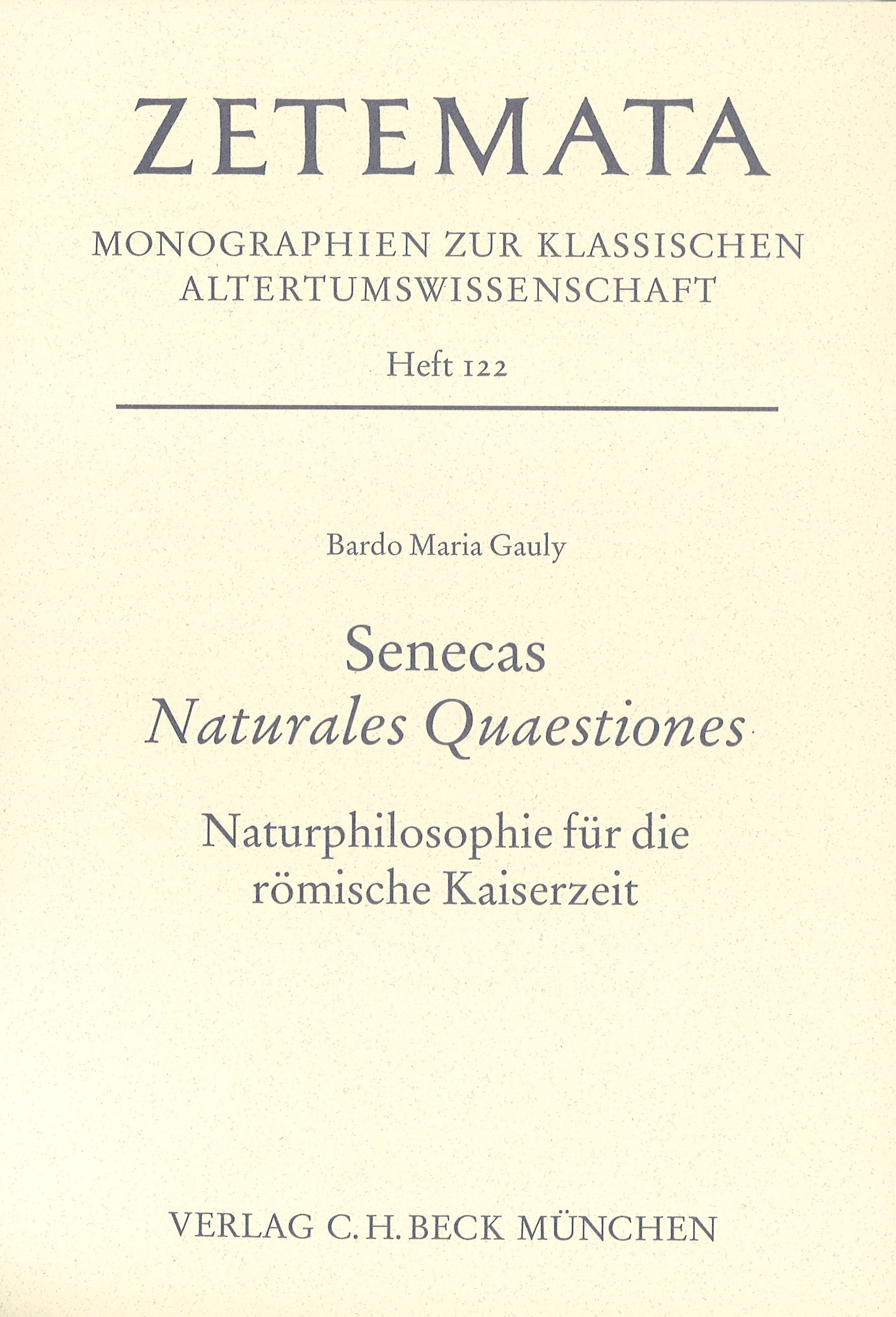 Cover: Gauly, Bardo Maria, Senecas Naturales Quaestiones