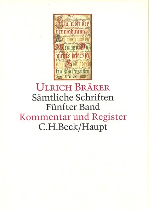 Cover: Ulrich Bräker, Bräker, Sämtliche Schriften: Kommentar und Register