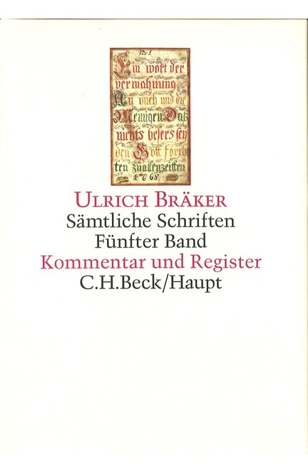 Cover: Ulrich Bräker, Bräker, Sämtliche Schriften: Kommentar und Register