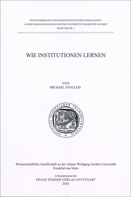 Abbildung von Stolleis | Wie Institutionen lernen | 1. Auflage | 2016 | 53.1 | beck-shop.de