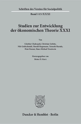 Abbildung von Kurz | Studien zur Entwicklung der ökonomischen Theorie XXXI | 1. Auflage | 2016 | beck-shop.de