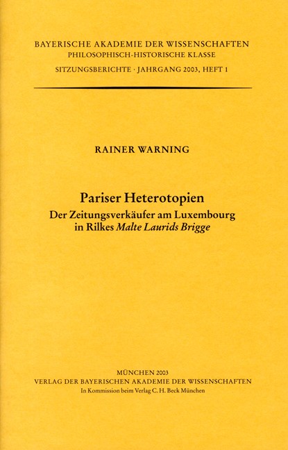 Cover: Warning, Rainer, Pariser Heterotopien