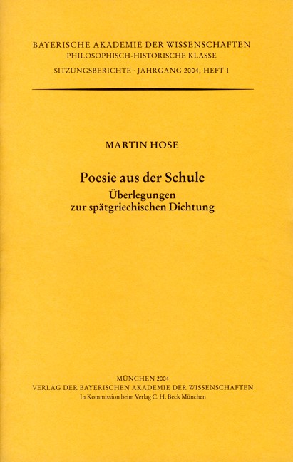 Cover: Hose, Martin, Poesie aus der neuen Schule