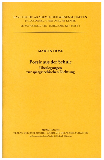 Cover: Martin Hose, Poesie aus der neuen Schule