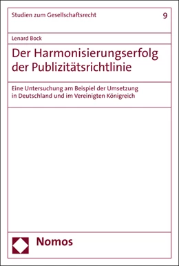 Abbildung von Bock | Der Harmonisierungserfolg der Publizitätsrichtlinie | 1. Auflage | 2016 | 9 | beck-shop.de