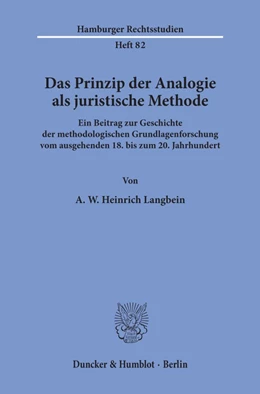 Abbildung von Langhein | Das Prinzip der Analogie als juristische Methode. | 1. Auflage | 1992 | 82 | beck-shop.de