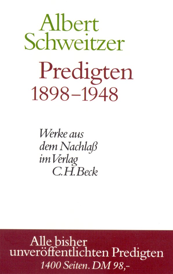 Cover: Schweitzer, Albert, Predigten 1898-1948