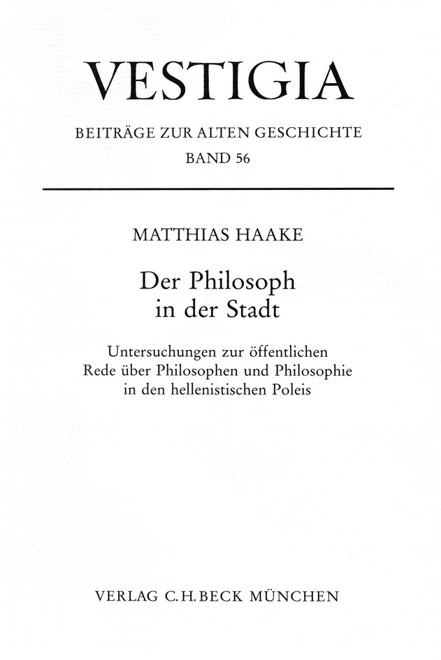 Cover: Haake, Matthias, Der Philosoph in der Stadt