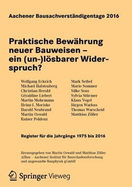 Abbildung von Oswald / Zöller | Aachener Bausachverständigentage 2016 | 1. Auflage | 2016 | beck-shop.de