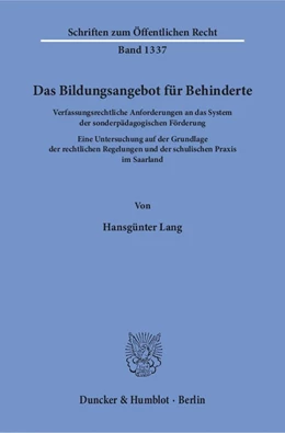 Abbildung von Lang | Das Bildungsangebot für Behinderte | 1. Auflage | 2016 | beck-shop.de