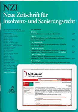 Abbildung von NZI • Neue Zeitschrift für Insolvenz- und Sanierungsrecht | 21. Auflage | 2024 | beck-shop.de
